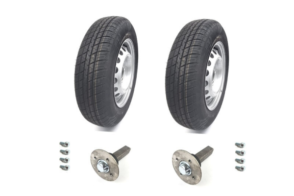 Laufachse Quad Anhänger Set Anhängerbausatz Räder Laufstummel Radbolzen 4x100 155/80R13